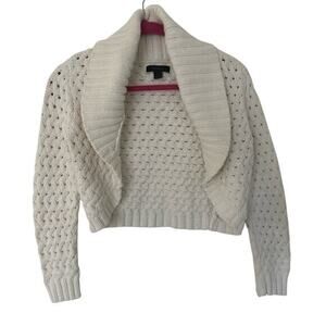 Vintage Express Chunky Cropped Crochet Cardigan‎ Size M Cableknit Cottagegore